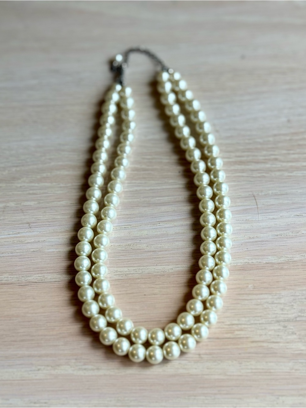 Classic Ivory Vintage Double Strand Faux Pearl Necklace